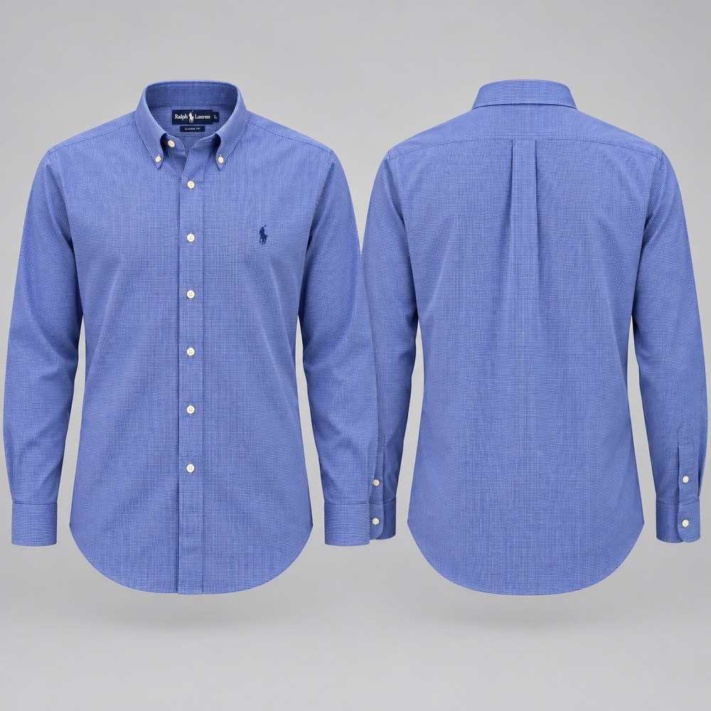 Polo Ralph Lauren Blake Shirt Mens L Blue Check Short Sleeve Button Down Classic